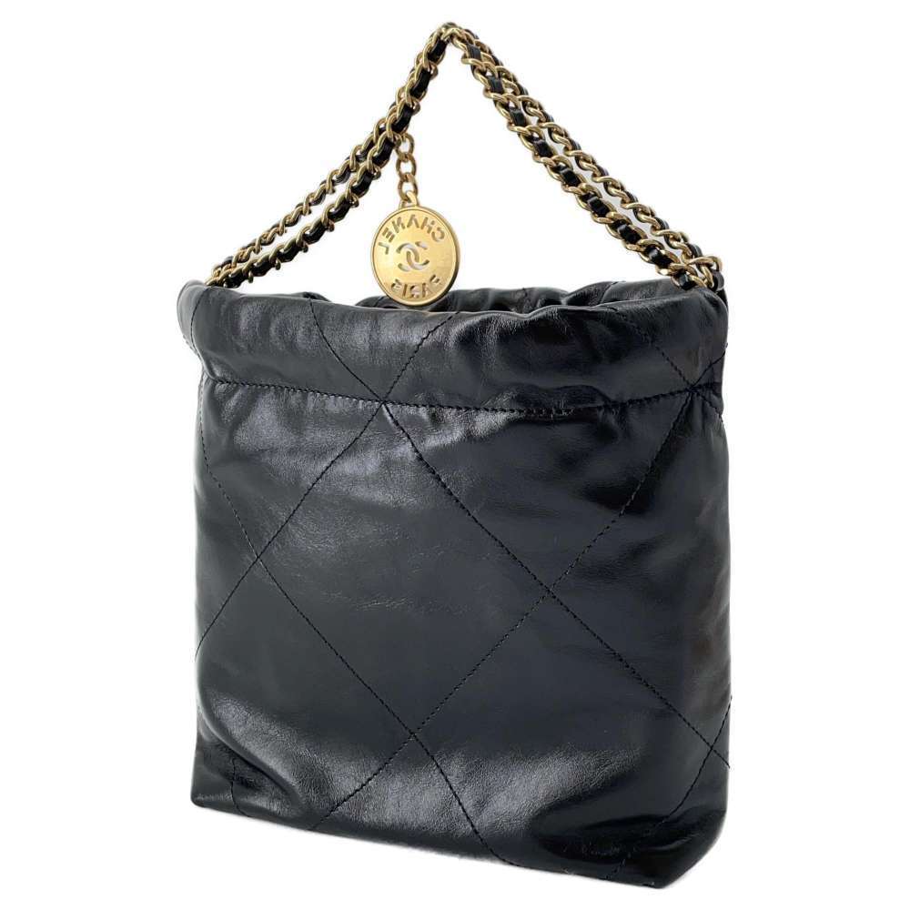 Chanel Black Mini Shoulder 22 Calfskin Bag
